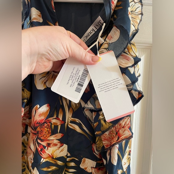 Floral Halter Neck Maxi Dress - Blue and Cream - Picture 6 of 7